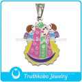 TKB-P0669 Vierge Marie toujours à vos côtés pendentifs en acier inoxydable 316L émail époxyde de bijoux ange ange bébé kawaii